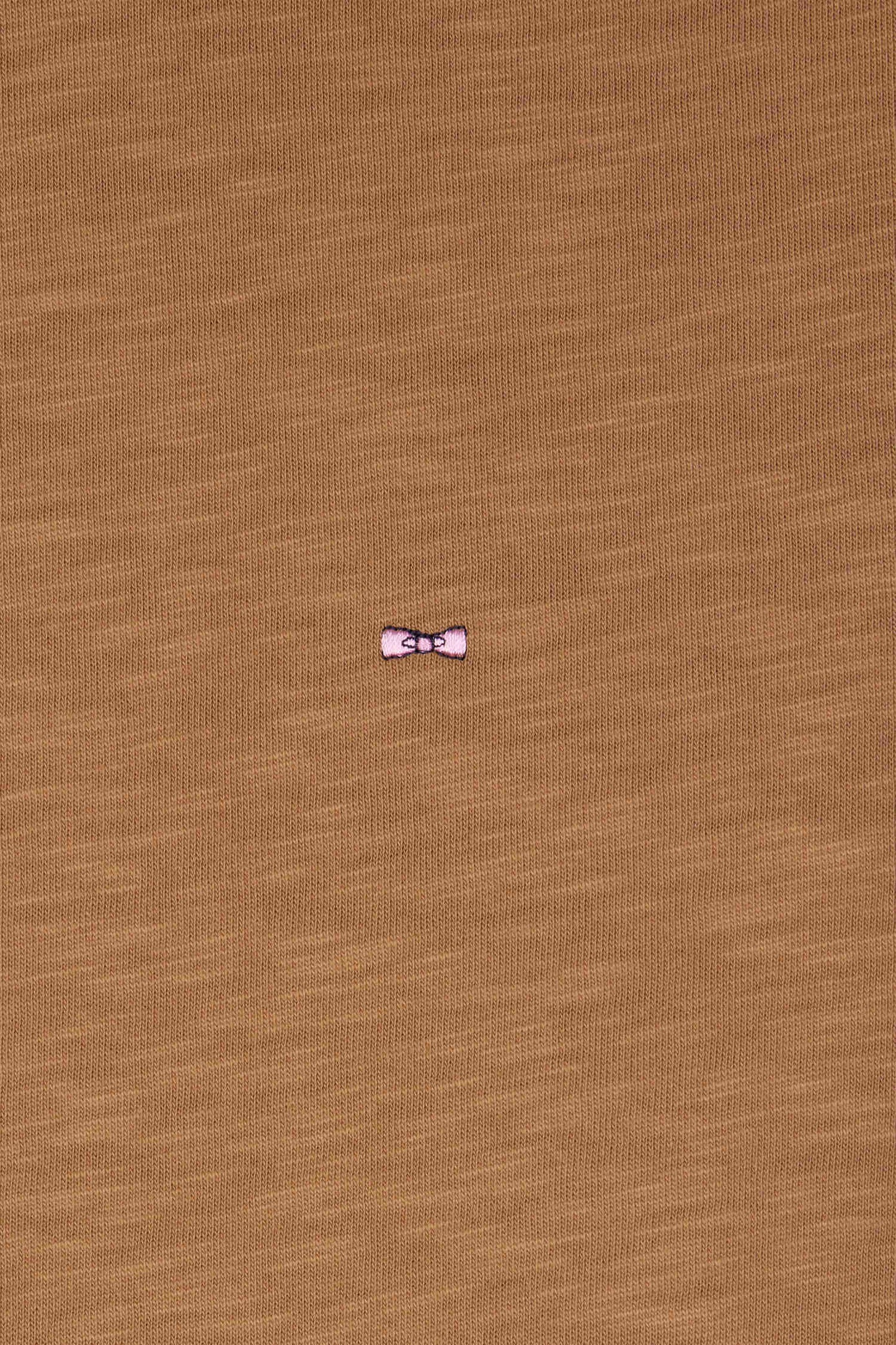 T-shirt manches longues en coton uni noisette coupe Slim