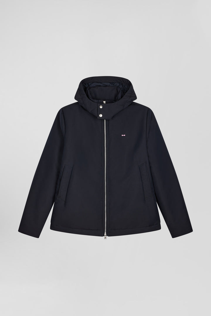 Blouson zippé à capuche bleu marine