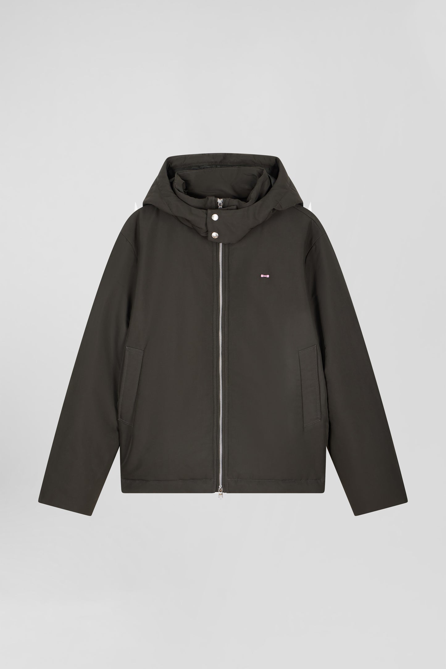 Blouson zippé à capuche kaki