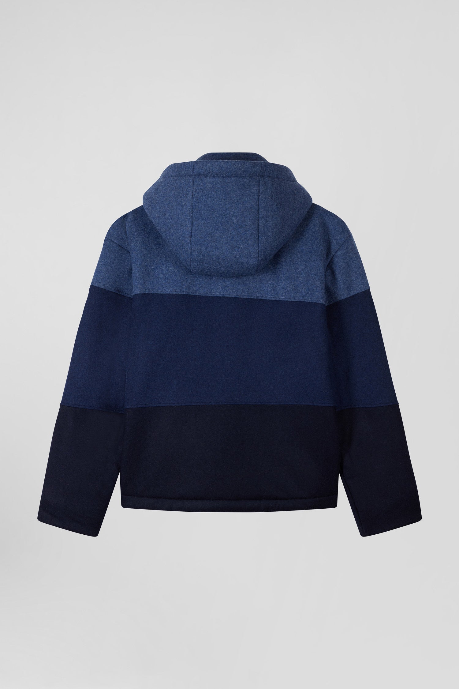 Blouson zippé à capuche en jersey de laine bleu marine