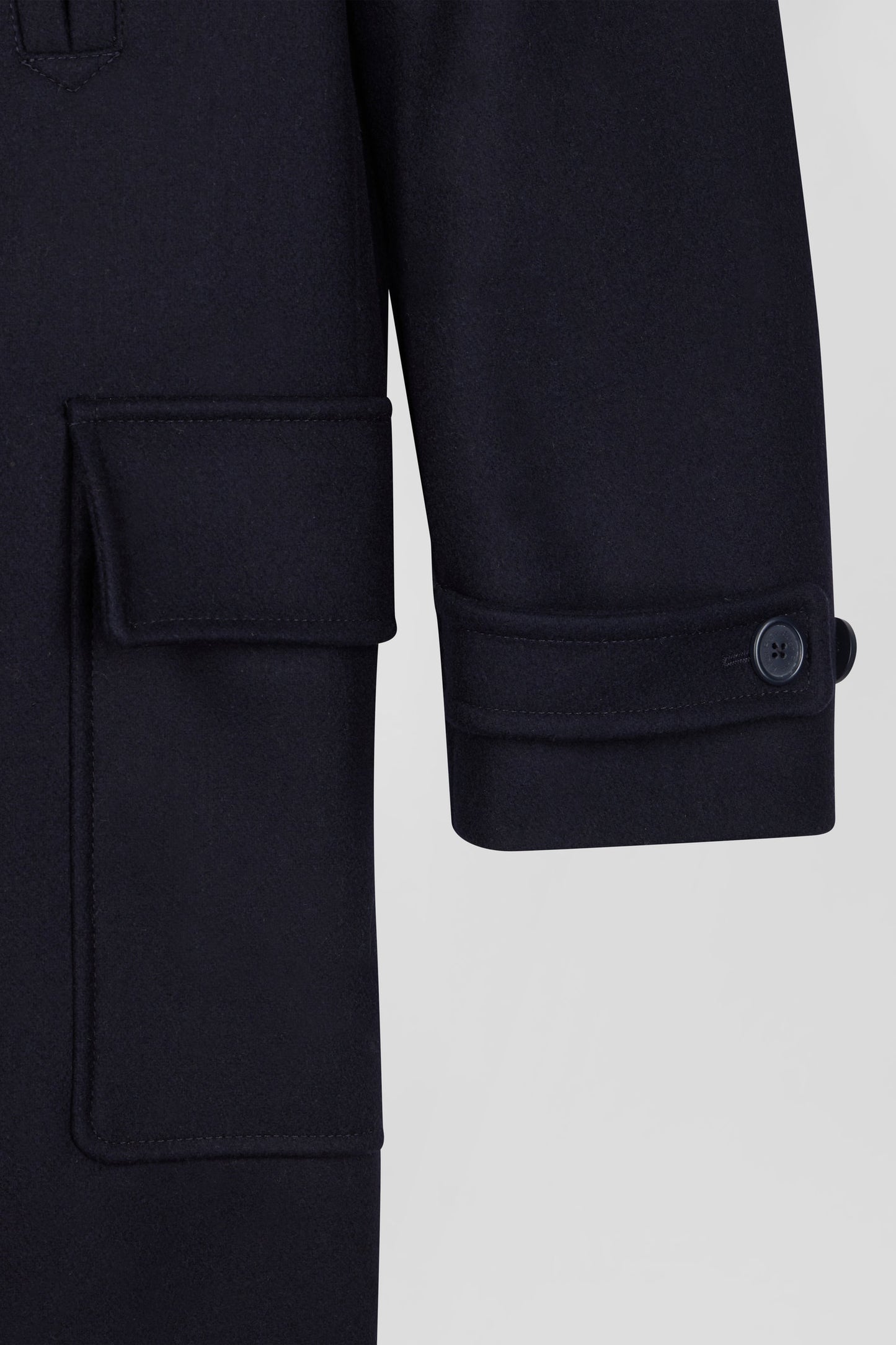 Navy blue double-breasted wool blend coat