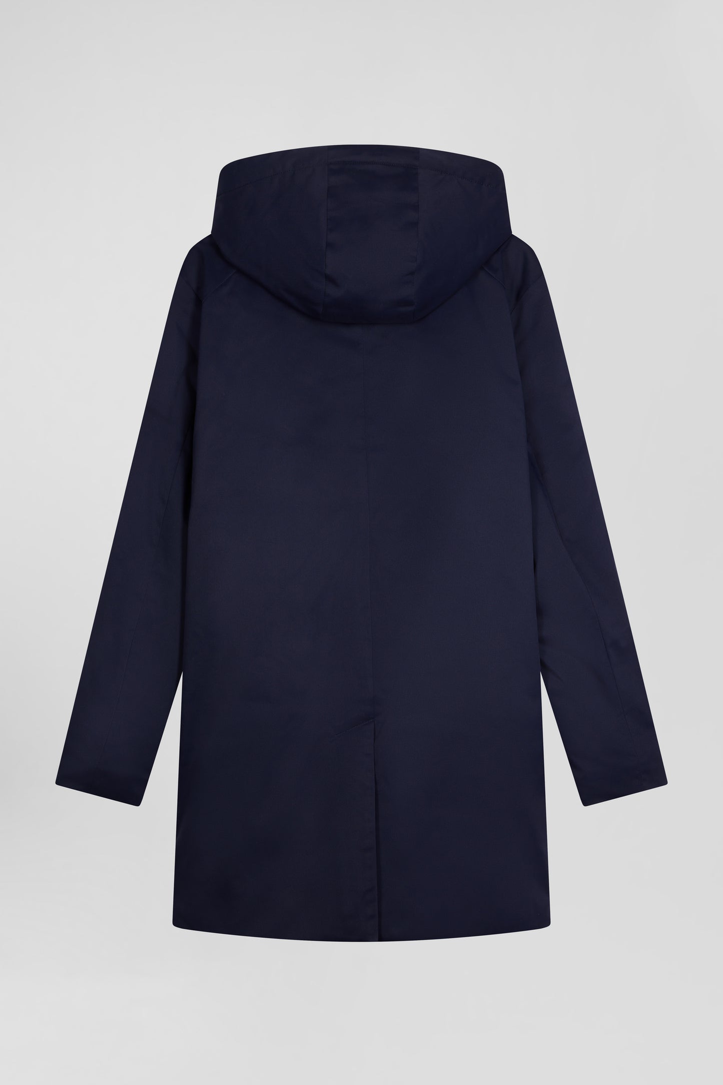 Parka à capuche amovible en nylon bleu marine