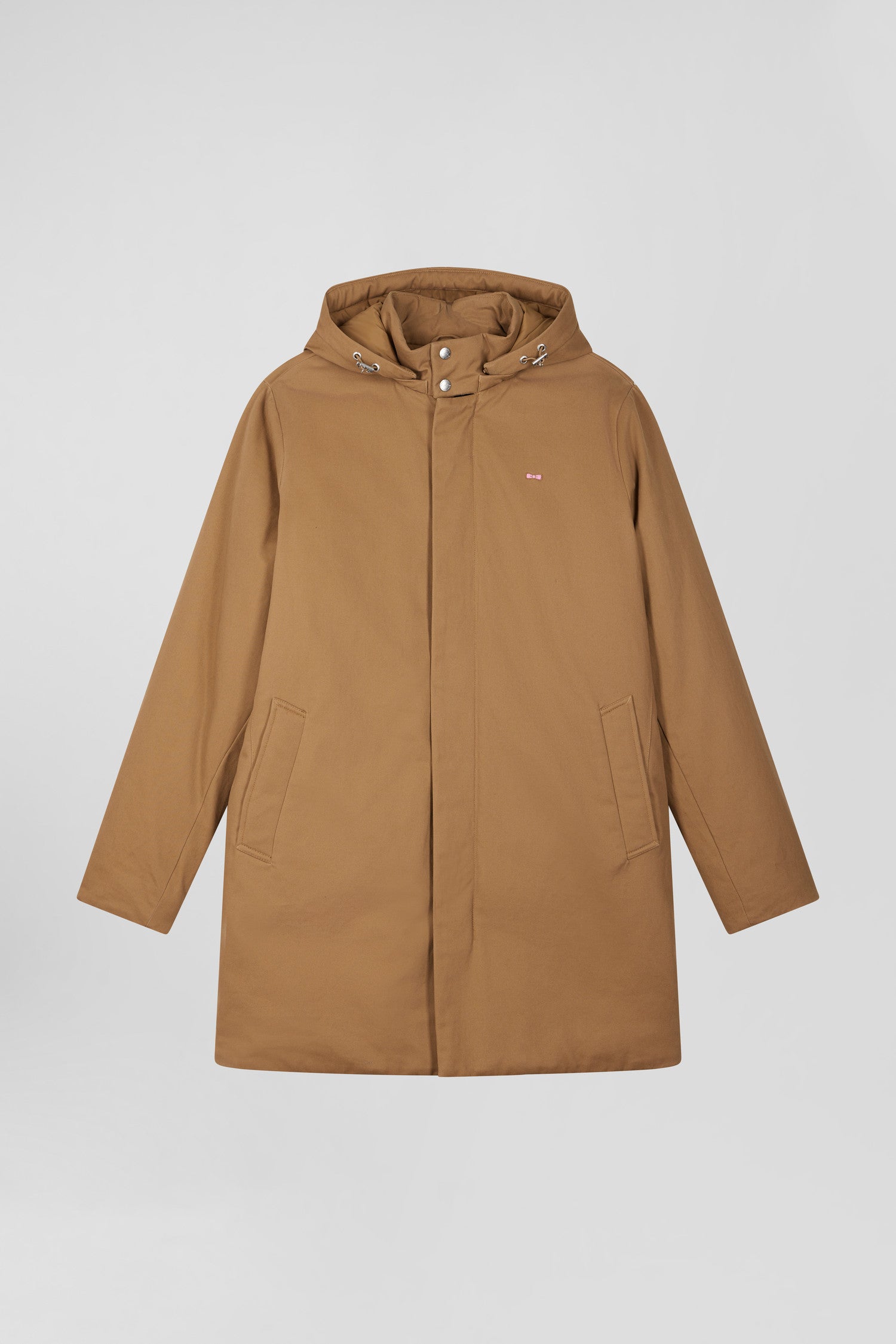 Parka à capuche en gabardine de coton camel