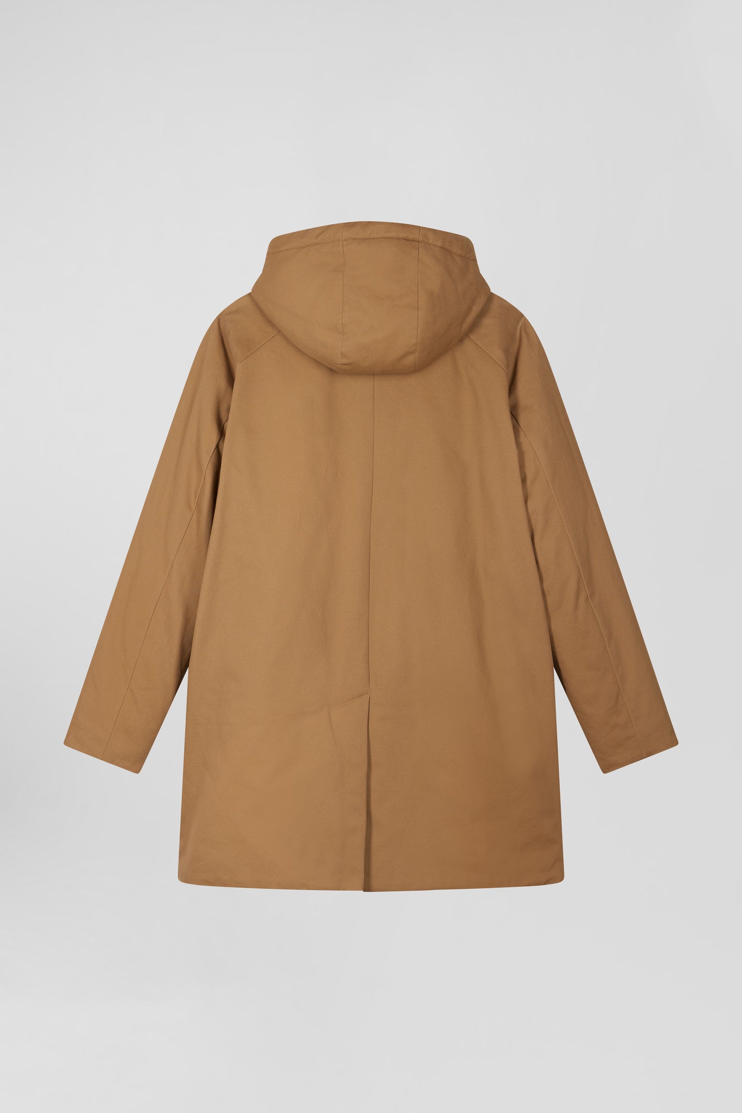 Parka à capuche en gabardine de coton camel