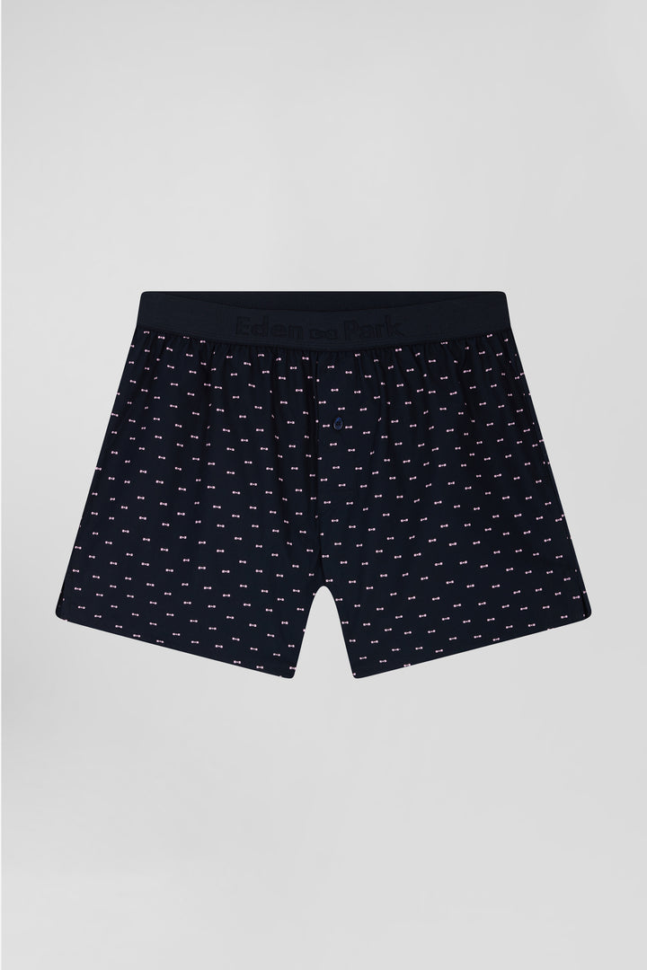 Boxer en jersey de coton stretch bleu marine à micromotifs