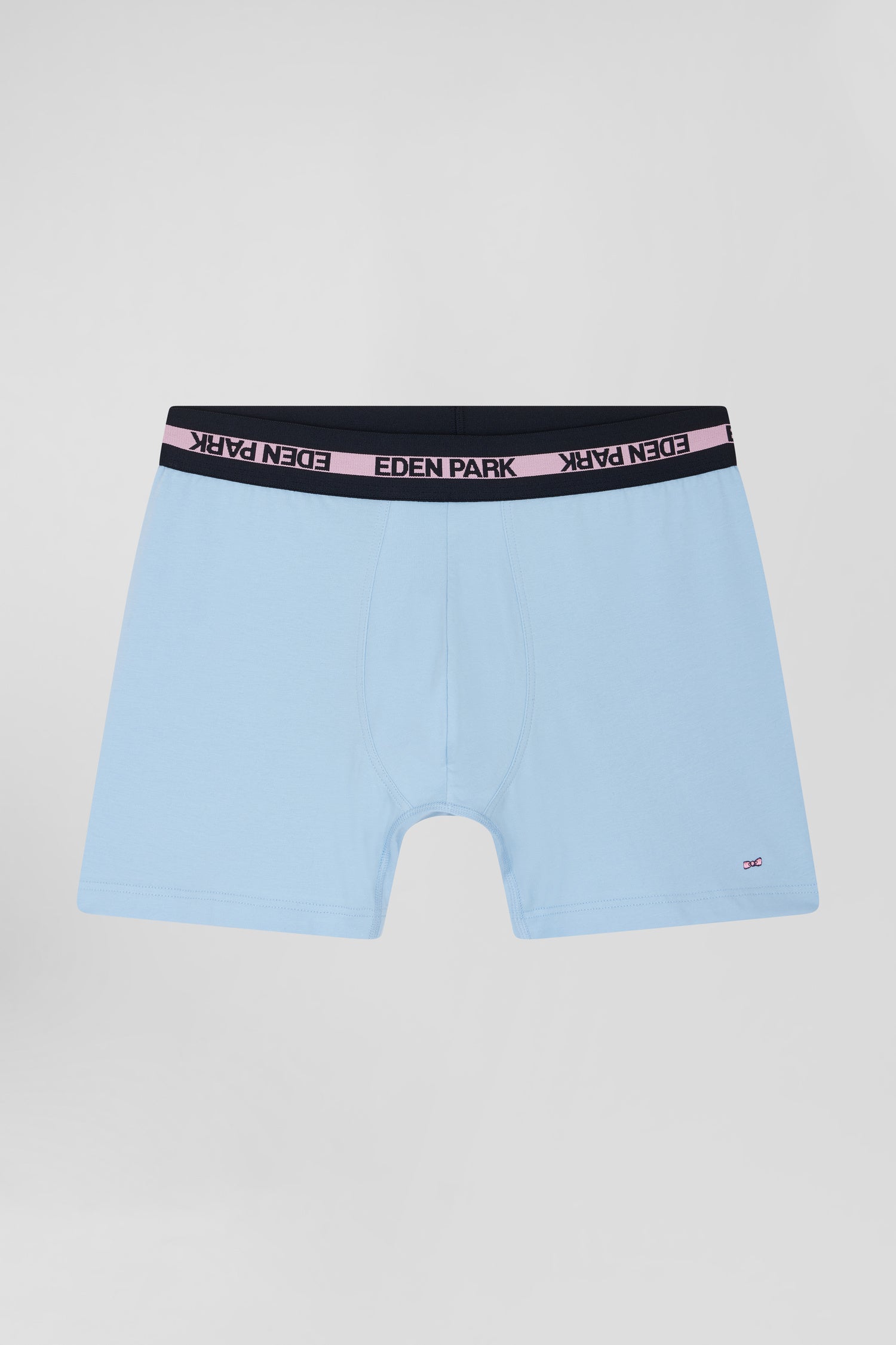 Boxer en coton stretch élastique taille siglé ciel