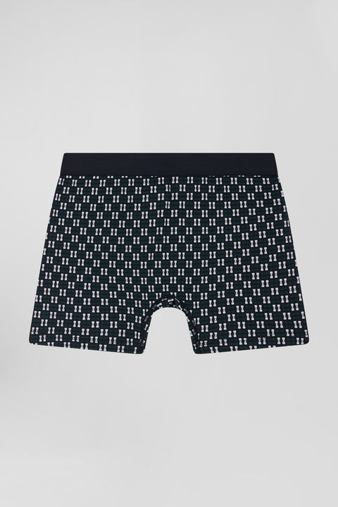 Green stretch cotton boxers with micro patterns - Image 3