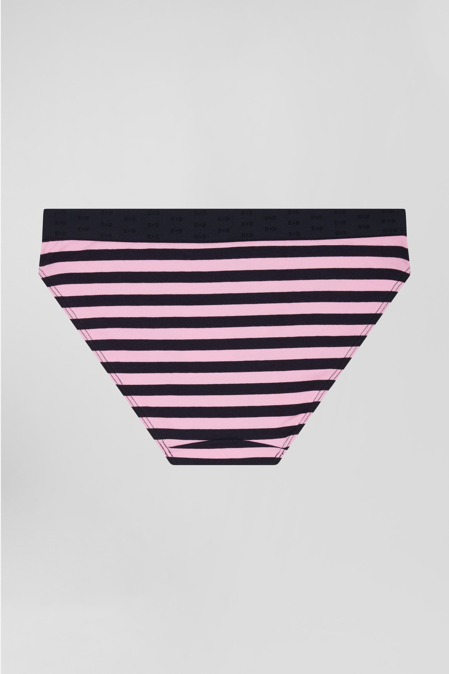 Culotte en jersey de coton stretch cerclée bleu marine et rose