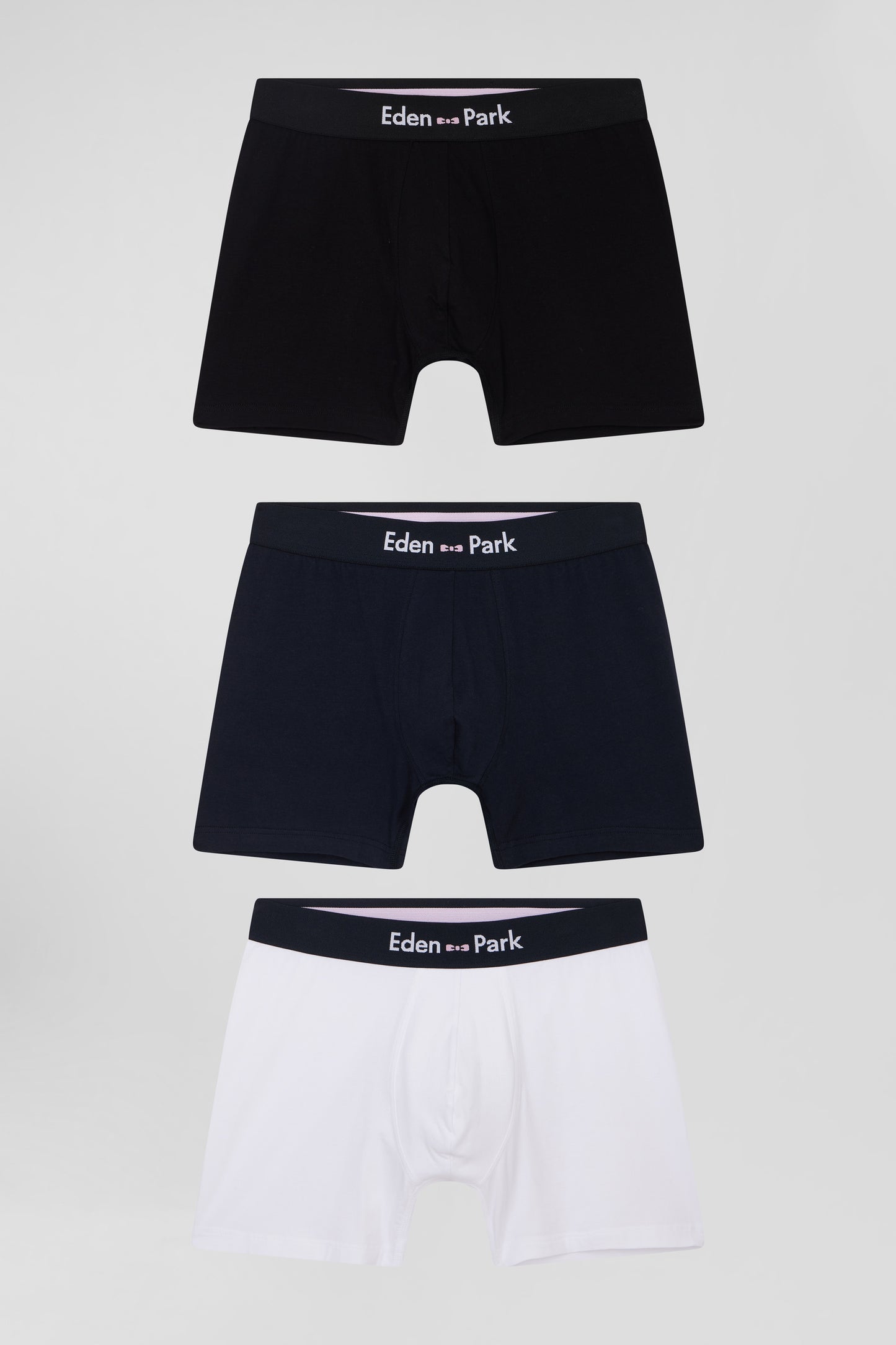 Lot de 3 boxers unis en coton stretch blanc