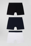 Lot de 3 boxers unis en coton stretch blanc