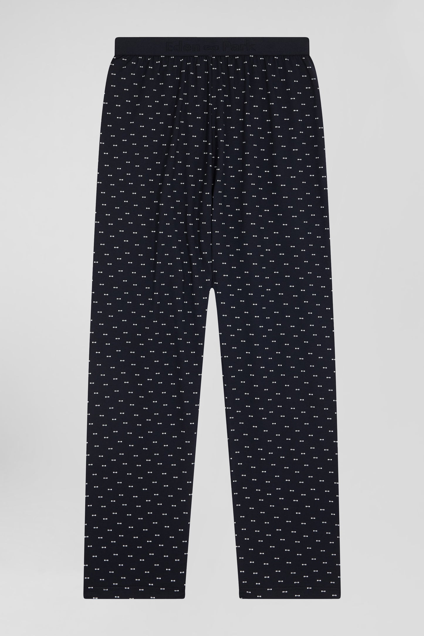 Pyjama long en coton bleu foncé pantalon à micromotifs nœuds papillon