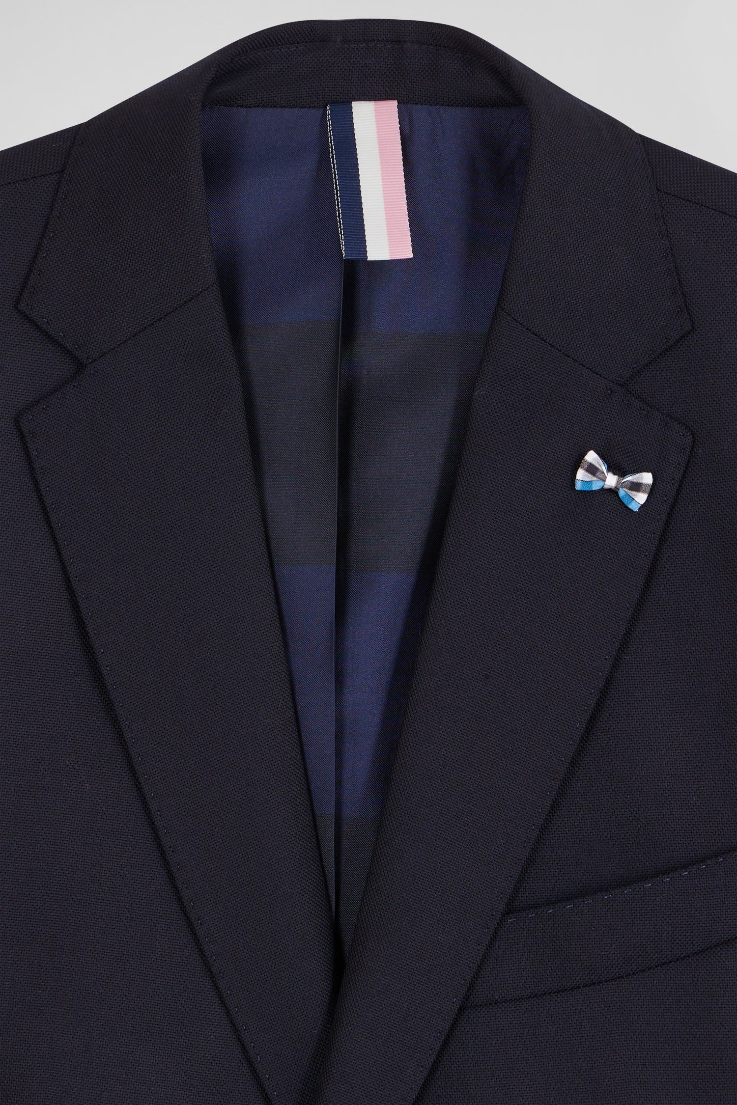 Navy blue wool blazer with striped lining Modern fit