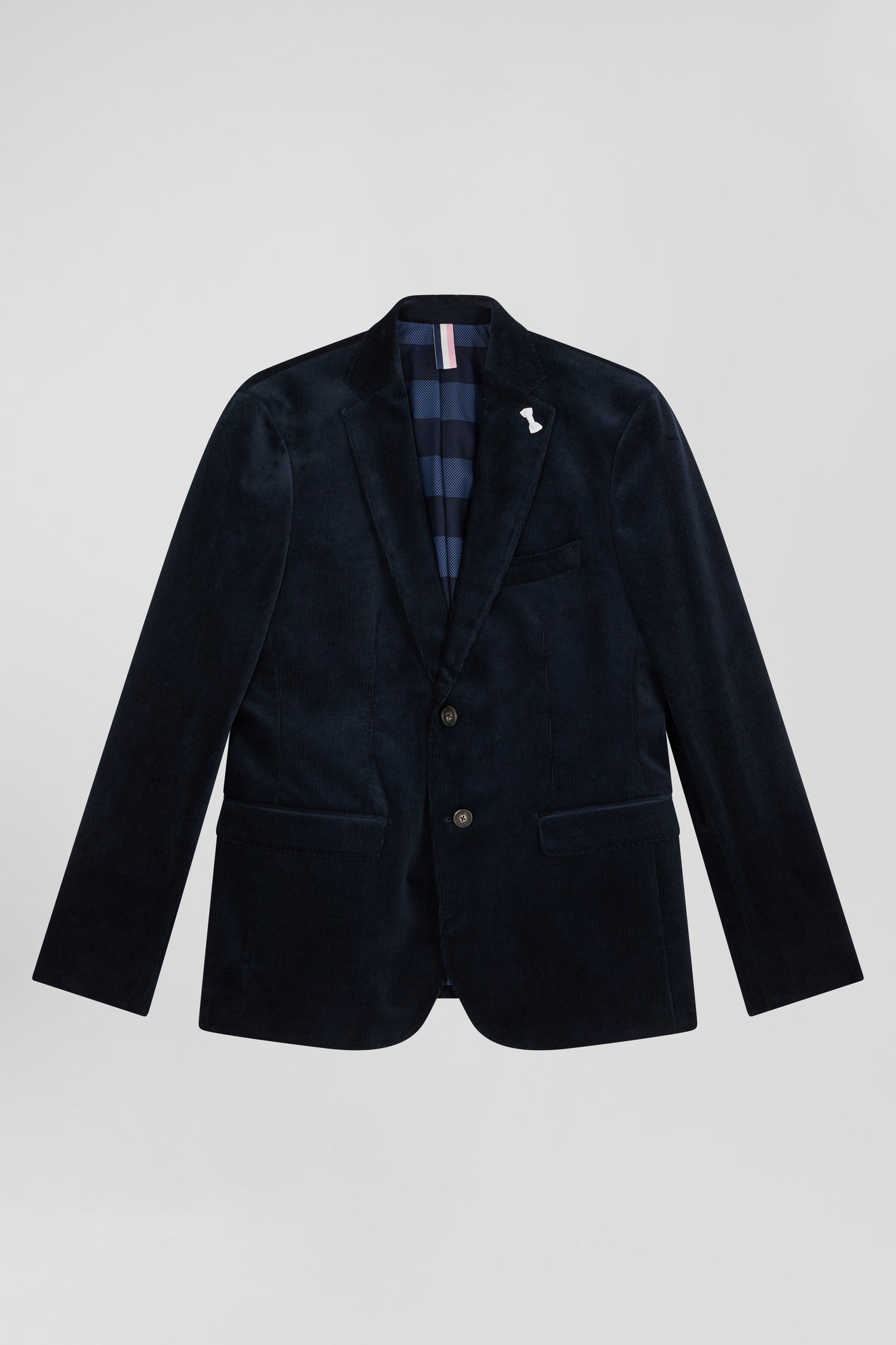 Navy blue stretch cotton velvet jacket Modern fit