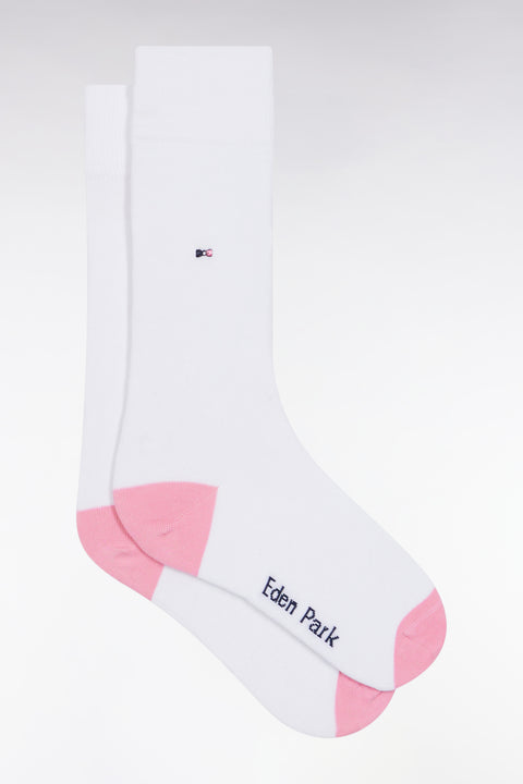 Chaussettes en coton mélangé blanches à renforts roses - Image 1
