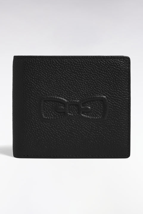 Portefeuille format italien en cuir grainé noir - Image 1