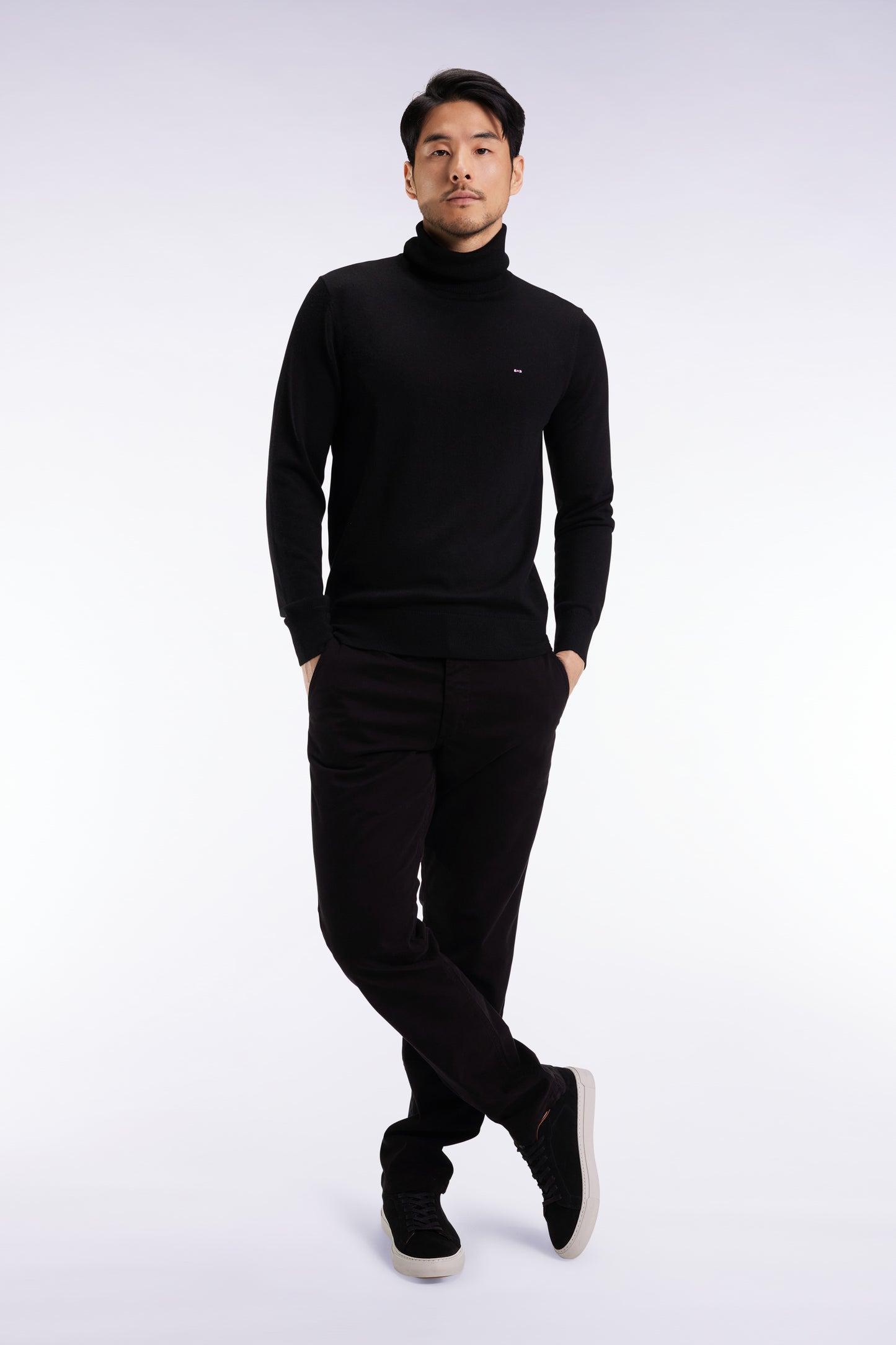 Pantalon chino sans plis en coton stretch noir