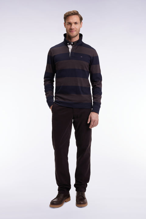 Pantalon chino sans plis en coton stretch marron - Image 1