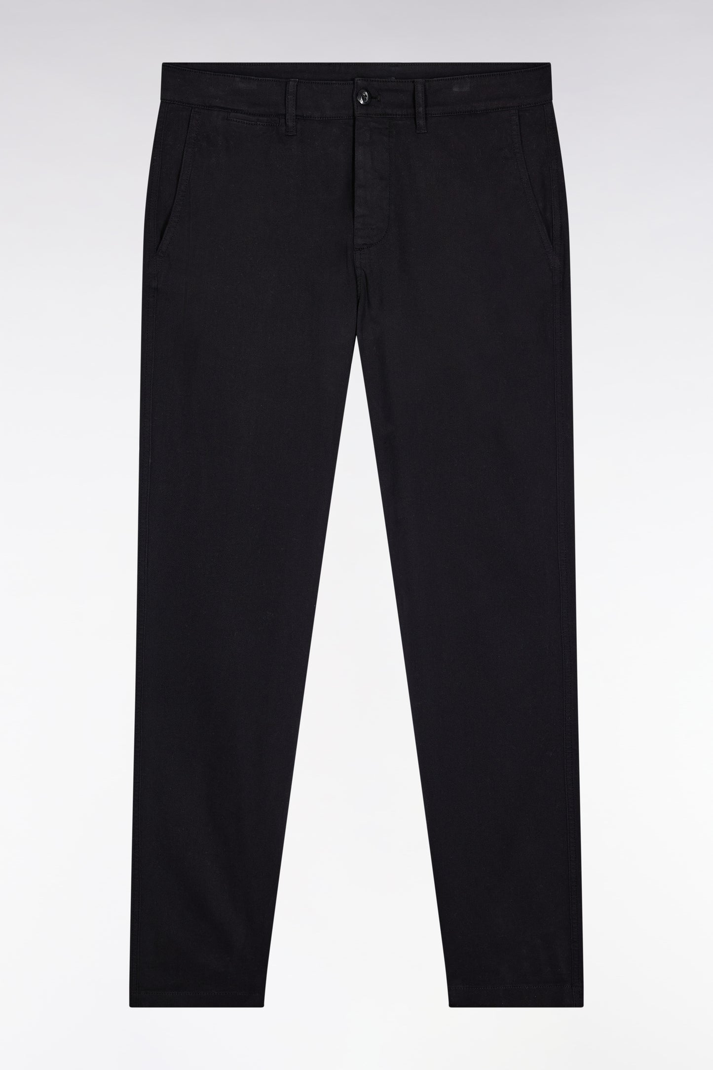 Pantalon chino sans plis en coton piqué stretch noir