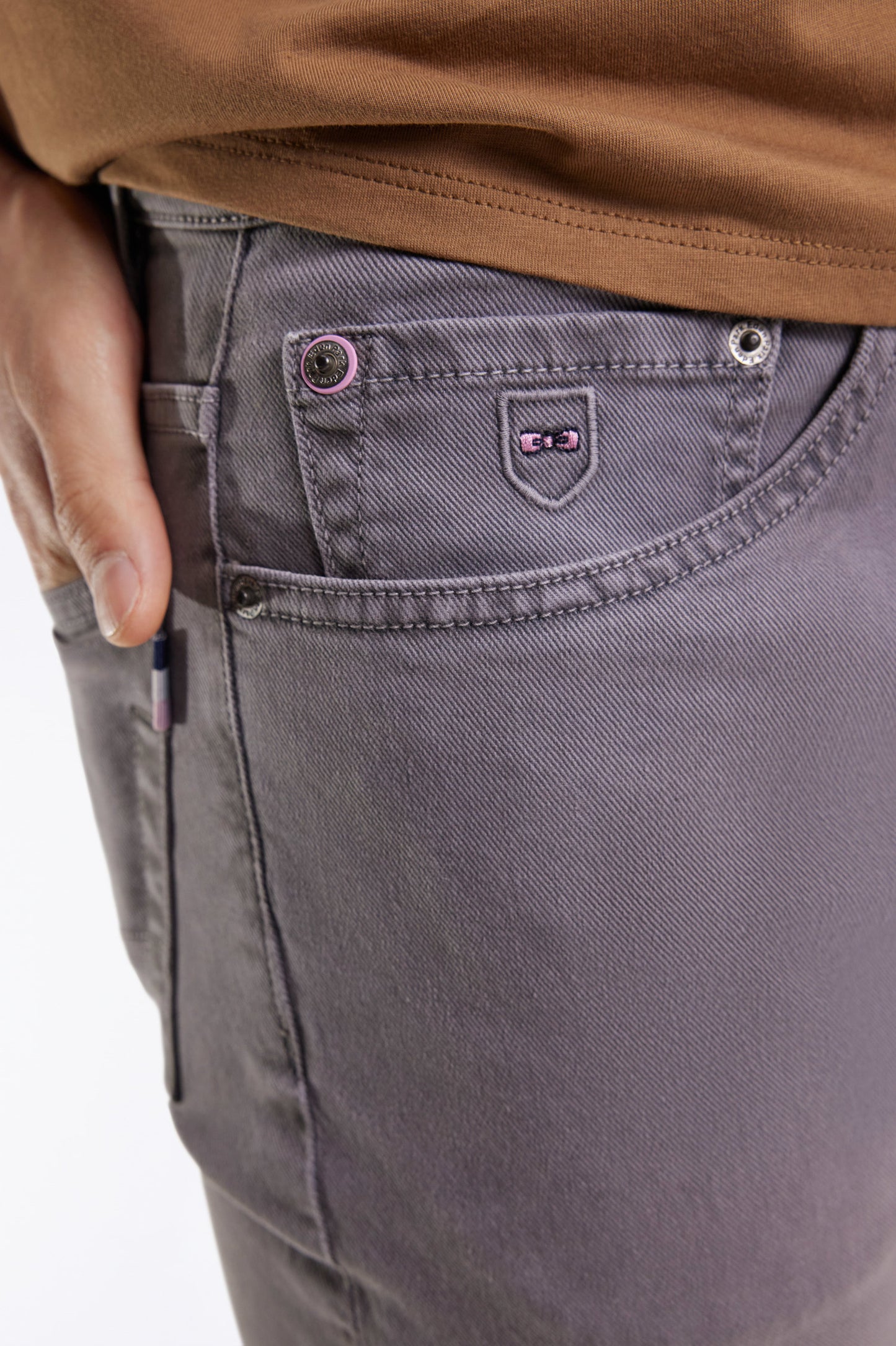 5-pocket jeans in beige stretch cotton