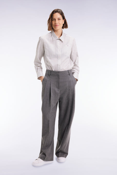 Pantalon de costume à jambes larges en flanelle de laine gris - Image 1