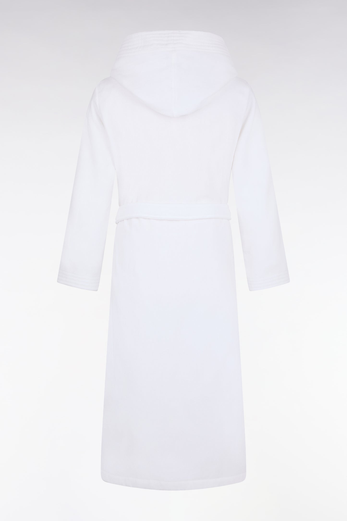 Peignoir à capuche en coton éponge mélangé blanc