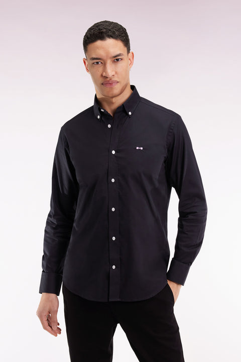 Chemise en coton noire broderies nœud papillon coupe droites - Image 3