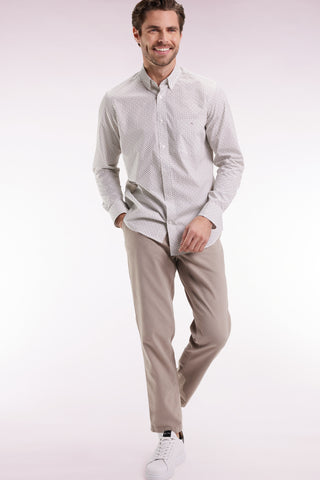 Chemise en coton blanc à micro-motifs nœuds papillon coupe droite