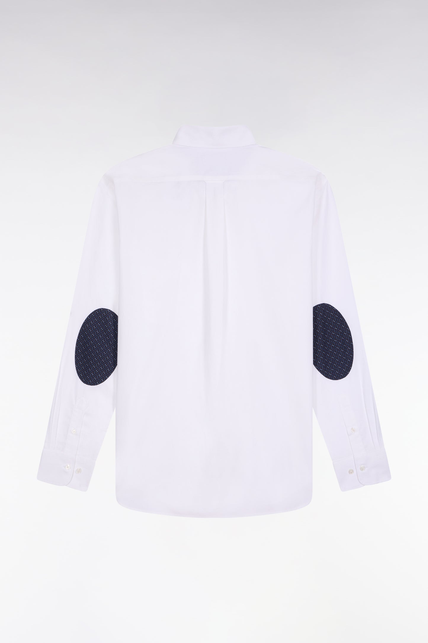 Chemise en coton blanc à coudière imprimées coupe droite