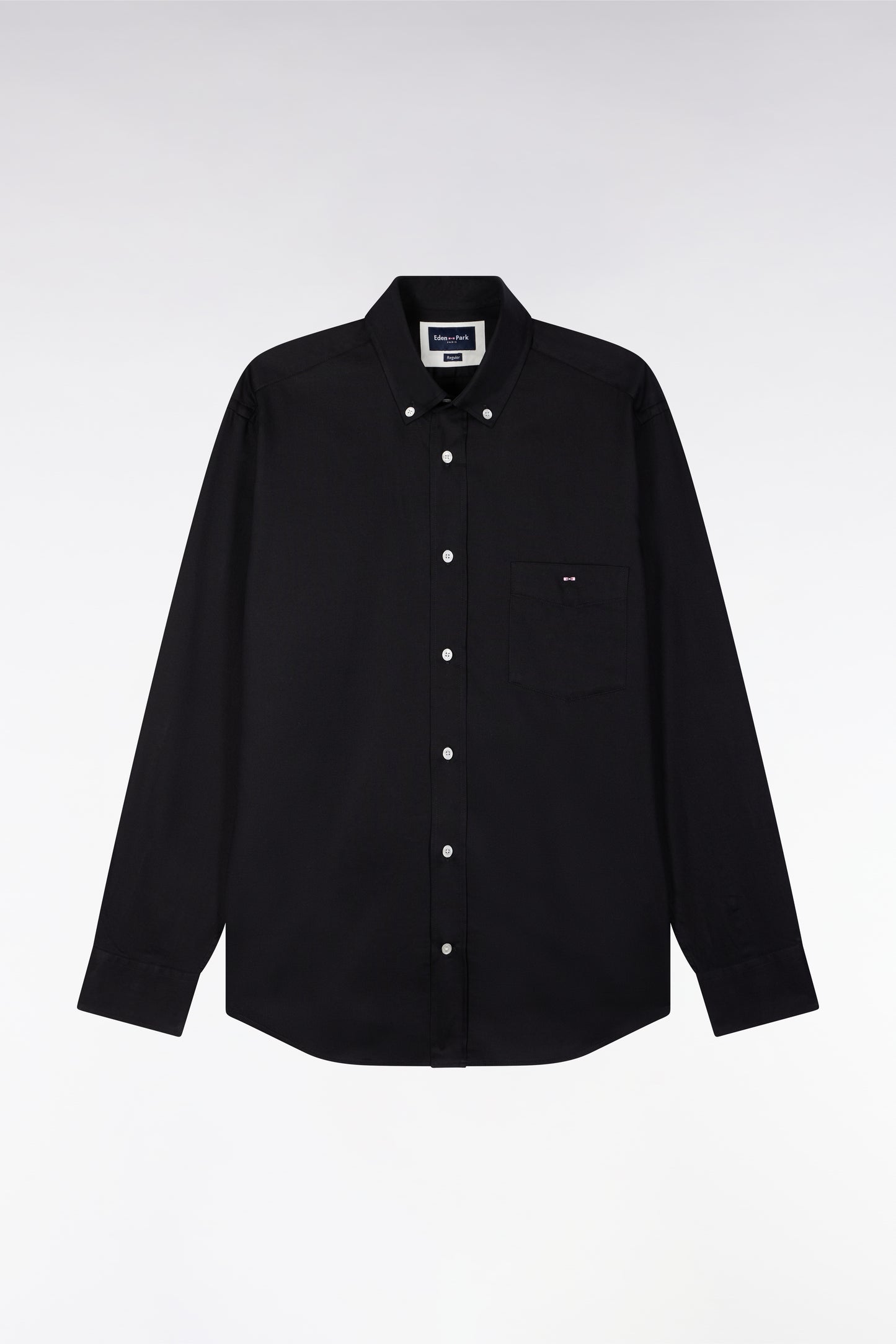 Chemise en coton piqué noir coupe droite
