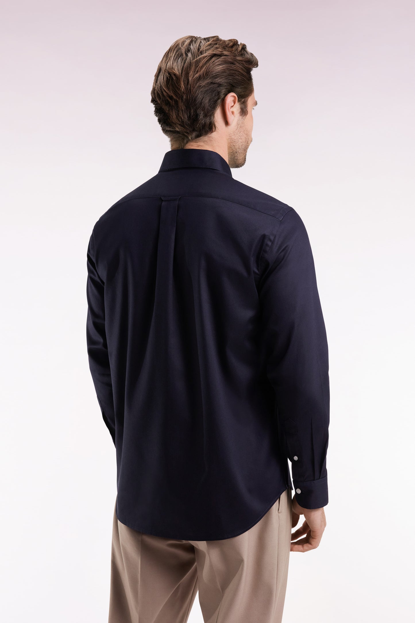 Chemise en coton piqué marine coupe droite