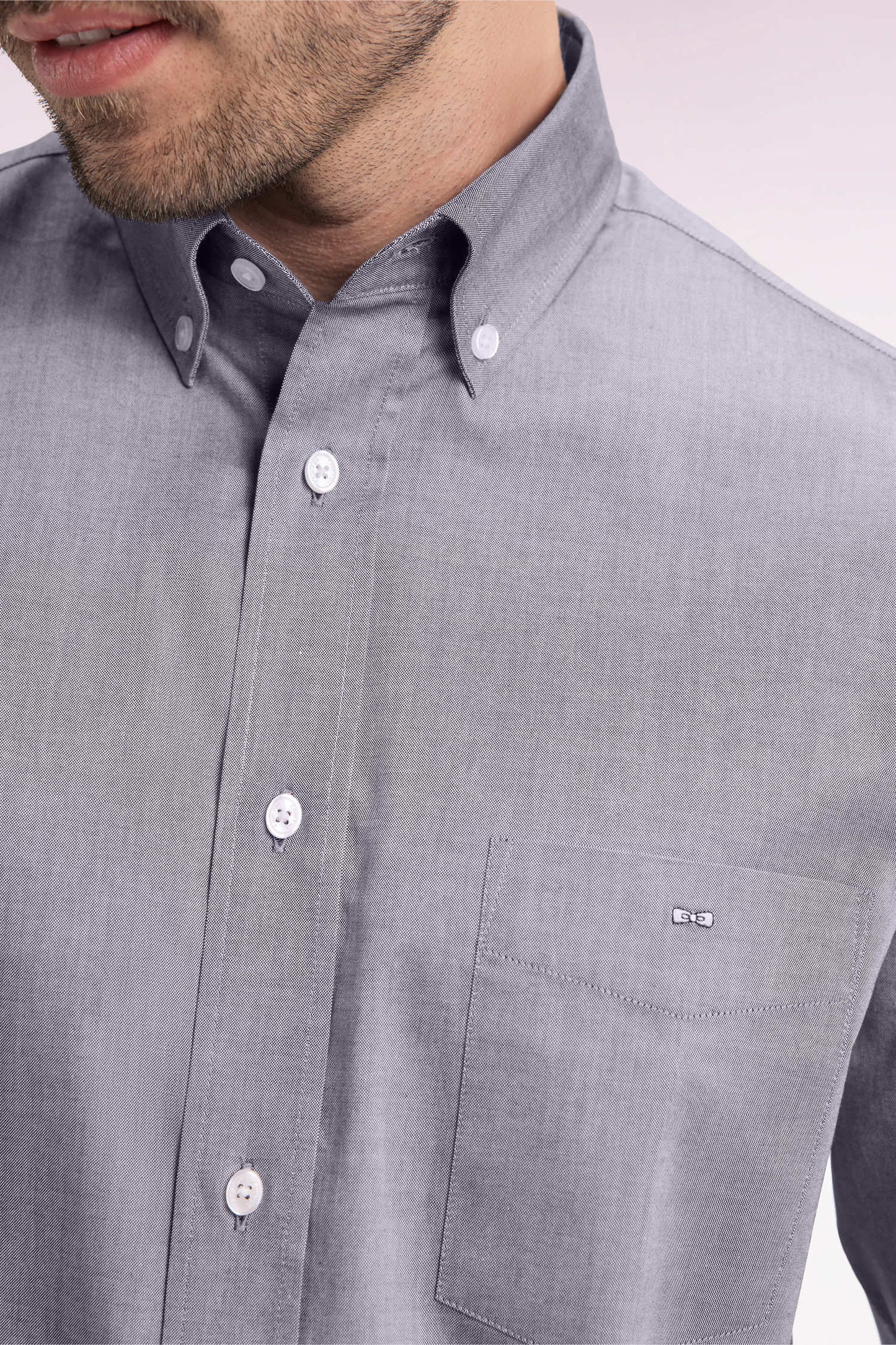 Navy cotton straight-cut shirt