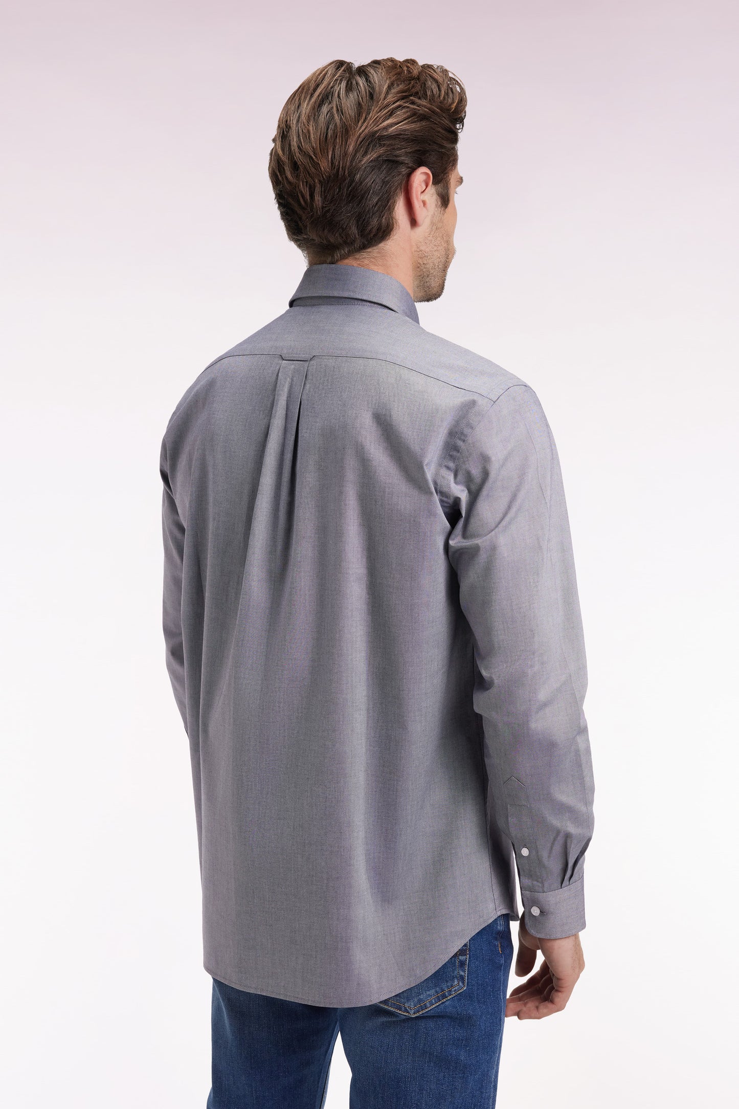 Navy cotton straight-cut shirt