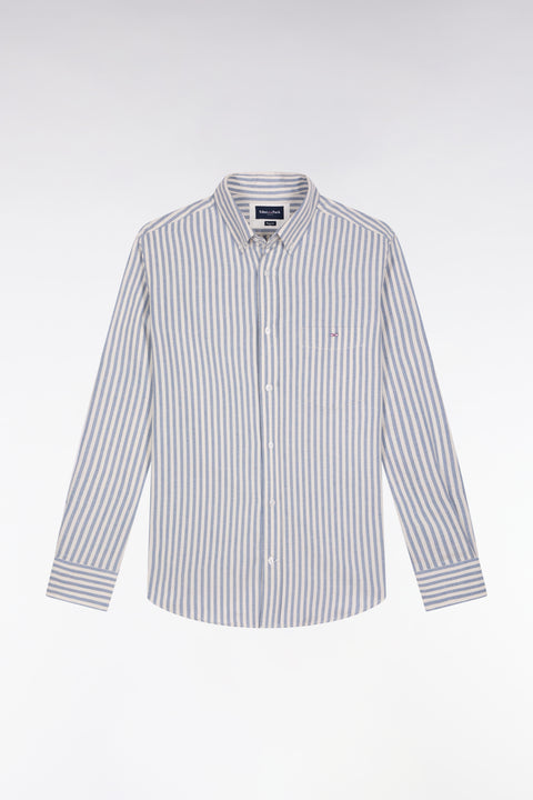 Chemise en coton Pima à rayures bleues et blanches - Image 2