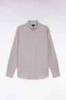 Chemise en coton à carreaux beige coupe droite