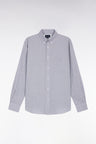 Chemise en coton à carreaux gris coupe droite