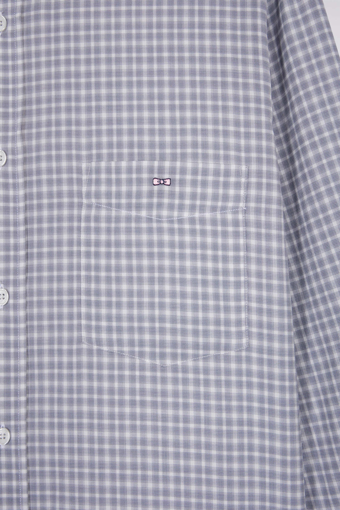 Chemise en coton à carreaux gris coupe droite
