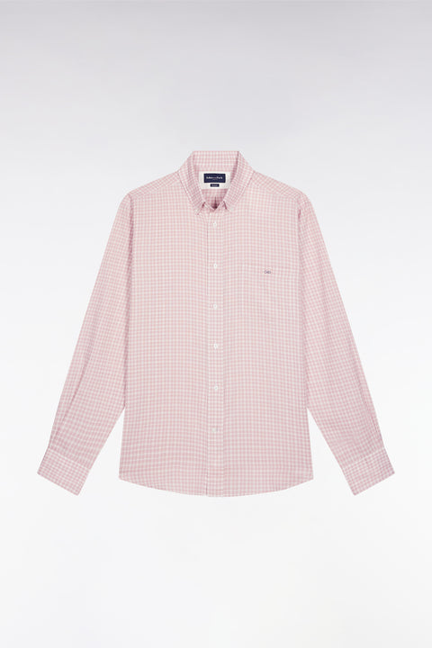 Chemise en coton à carreaux rose coupe droite - Image 2