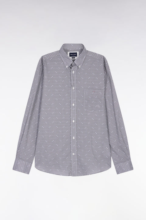 Chemise à micromotifs en coton marron coupe droite - Image 2