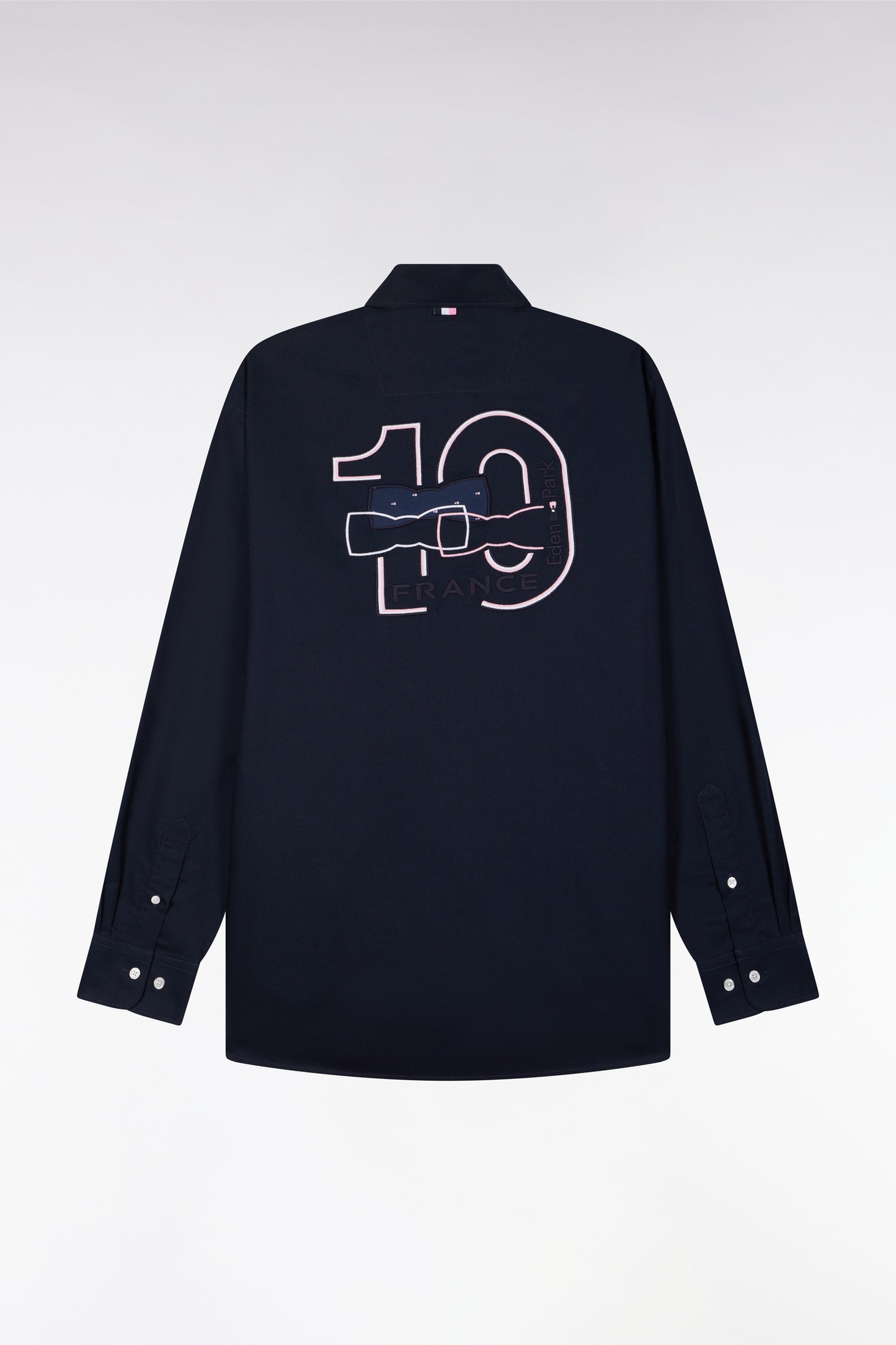 Chemise en coton marine broderie XV de France coupe droite
