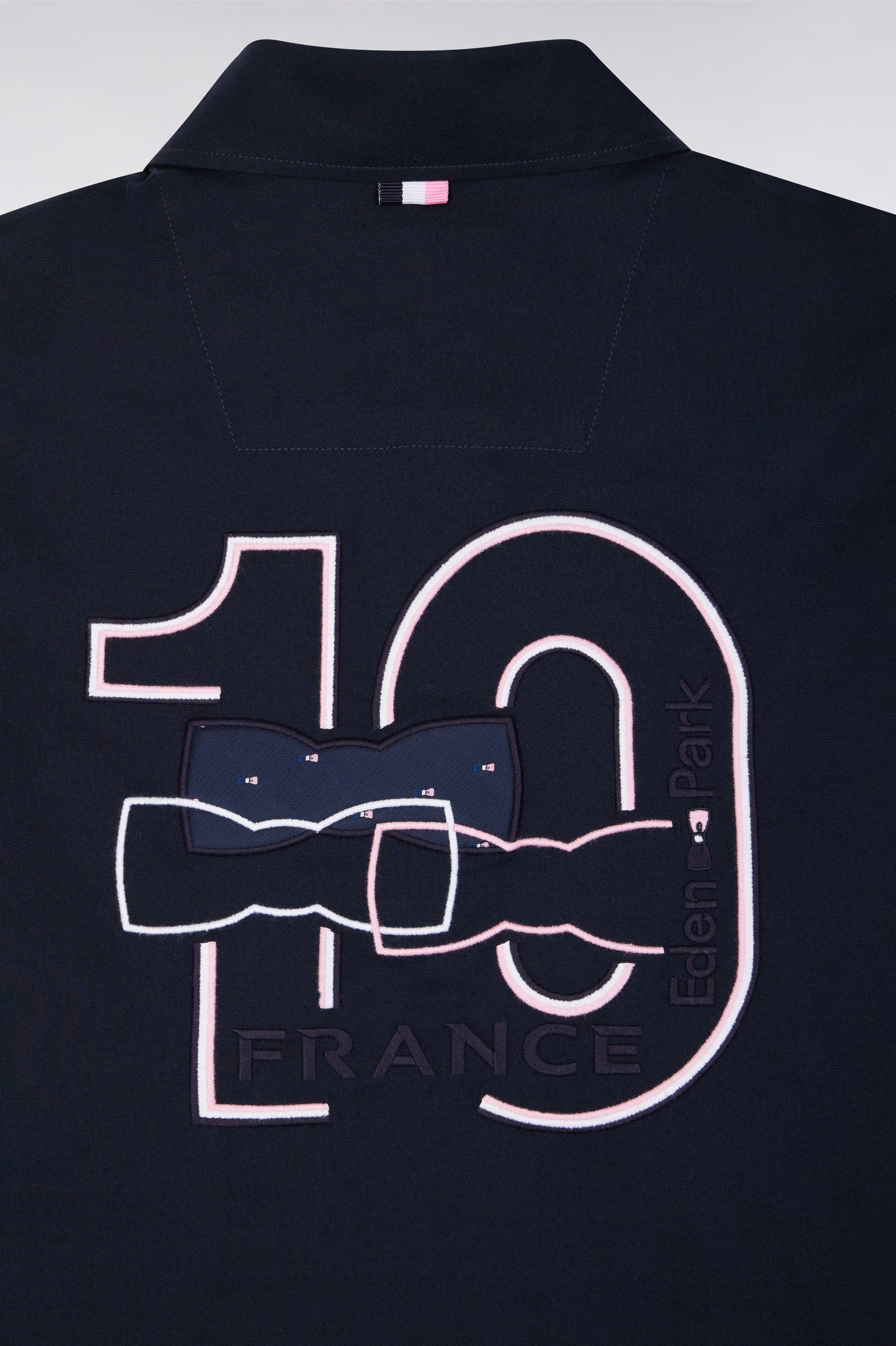 Chemise en coton marine broderie XV de France coupe droite