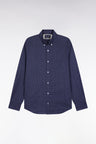 Chemise en coton Pima marine à micro-motifs coupe slim