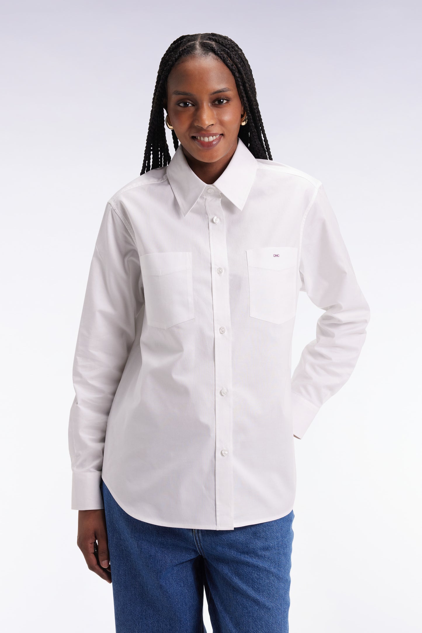 Chemise en popeline de coton blanc coupe Relaxed