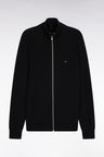 Cardigan en coton nid d'abeille noir coupe droite