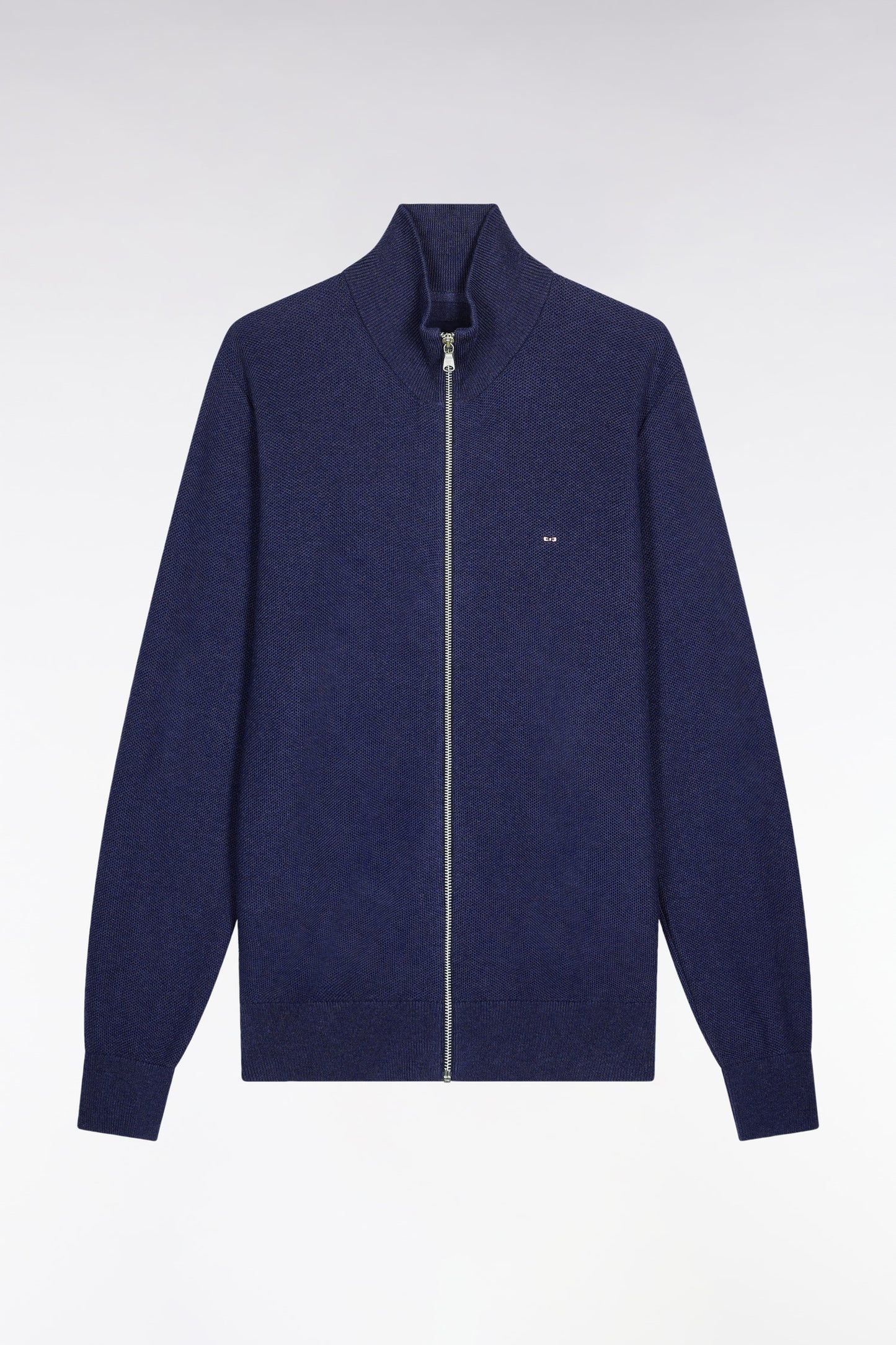 Cardigan en coton nid d'abeille marine coupe droite