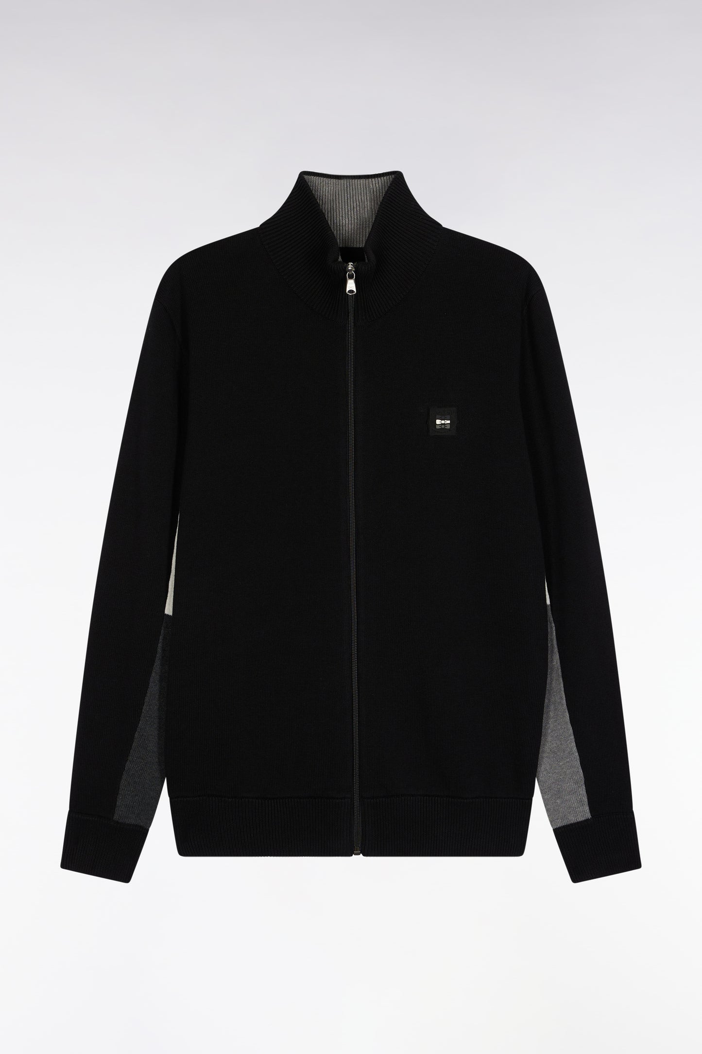 Cardigan en coton noir à intérieur de manches contrasté