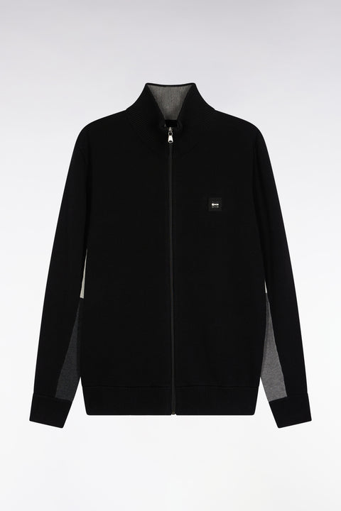 Cardigan en coton noir à intérieur de manches contrasté - Image 2