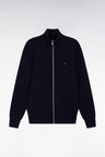 Cardigan en laine mérinos marine coupe droite