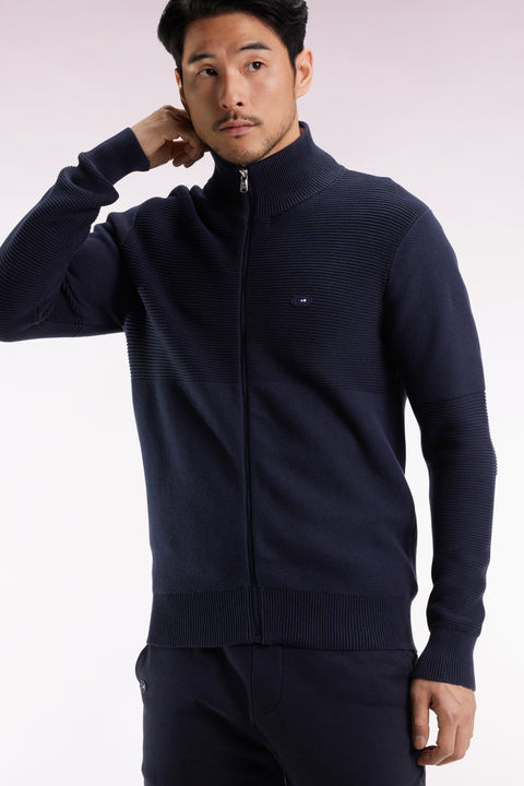 Cardigan zippé XV de France en coton marine - Image 3