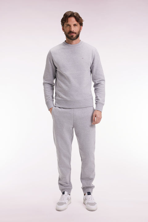 Jogging en molleton gratté gris coupe droite - Image 1