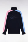 Long-sleeved jersey in thick cotton jersey with contrasting sleeves, straight cut